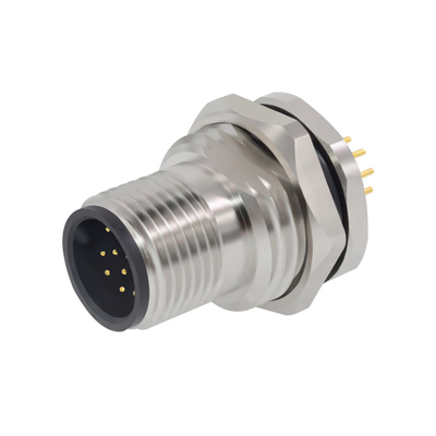 4 Pin Die Cast Screw A Κωδικός Αρσενικό M12 κυκλικός σύνδεσμος Ηλεκτρικός πίνακας μπροστινή βάση PCB